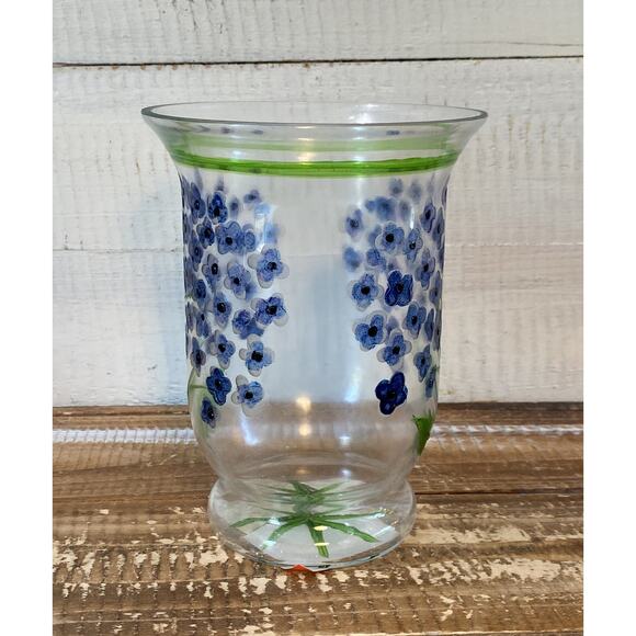 NIB Fifth Avenue Crystal Blown Glass Floral Hydrangea Mini Hurricane Lamp Candle - Picture 8 of 12
